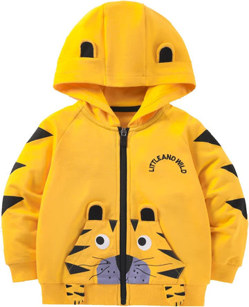 Baby Boys Zip Up Hoodie Toddler Boys Jacket Cartoon Winter Long Sleeve Hooded Sweatshirt Tops Fall Coat Kids 2-7 Years