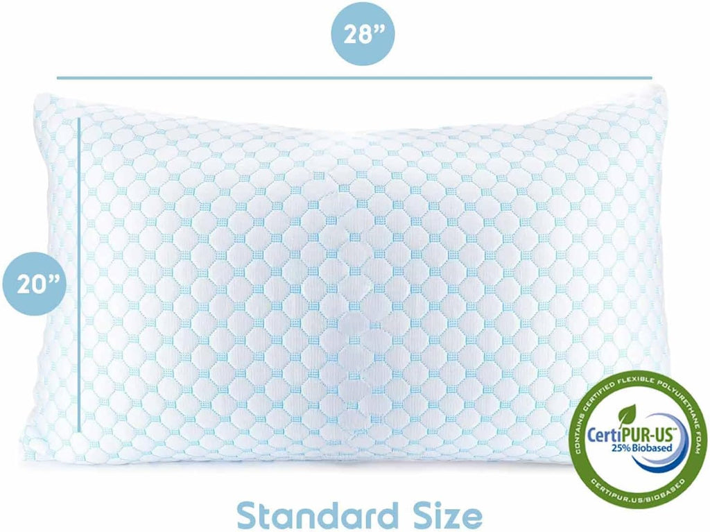 Cooling Pillow for Sleeping 2 Pack, Luxury Shredded Memory Foam Pillows Standard Size Set of 2, Adjustable Cold Gel