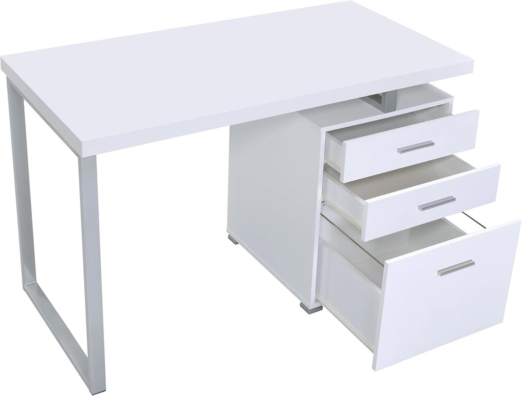 Coaster Home Furnishings Brennan Modern Contemporary Home Office 3-Drawer Writing Desk with Drawers Computer Desk