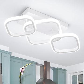 Modern LED Ceiling Light, Hallway Light Fixtures 6000K Cool Light, Kitchen Lighting Fixtures Ceiling, Square LED