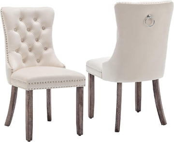 Velvet Dining Chair Set of 2, Modern Kitchen Chairs with Nailhead Trim