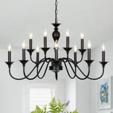 Black Farmhouse Chandeliers for Dining Room Light Fixtures Over Table, 12 Light Industrial Candle Hanging Chandeliers for Living Room Kitchen Island Foyer Staircase A109-B0DS29K2PD