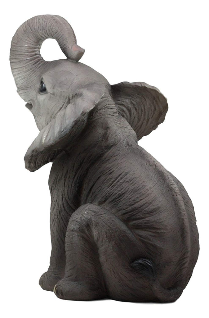 Ruby The Elephant Sitting Pretty with Trunk Up Large Statue 17" Tall Circus Carnival Elephants Fortune Feng Shui
