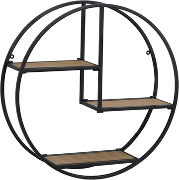 3 Tier Industrial Style Foldable Circle Wall Shelves | 21" x 21", no assembly required, foldable wall mounted shelves