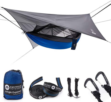 Jungle Explorer 118" x 79" Double Camping Hammock Lightweight Rip-Stop Parachute Nylon 2 Person Hammocks with