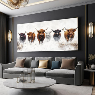 Highland Cow Wall Art Canvas Farmhouse Wall Decor Pictures Prints Artwork Painting Landscape Framed Modern Artwork