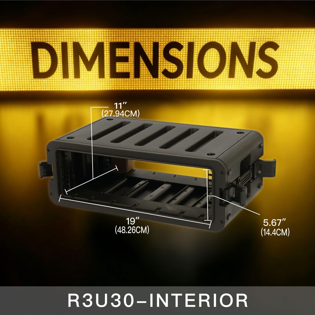 3U Rack Case Shallow 11" Depth, 19" IP67 Waterproof Rackmount Flight Cases, Portable Shockproof Road Case for Audio