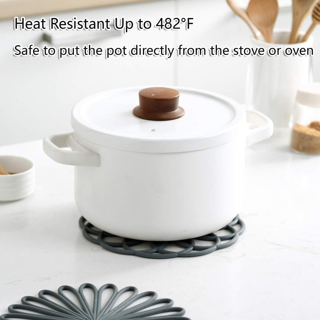 Silicone Trivet Mat - Hot Pot Holder Hot Pads for Table & Countertop - Trivet for Hot Dishes - Non-Slip & - Set of 3
