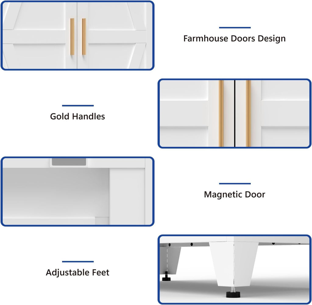 Metal Armoire Wardrobe Closet with Drawers, 71'' Tall Farmhouse Bedroom Armoires with Doors, Freestanding Steel