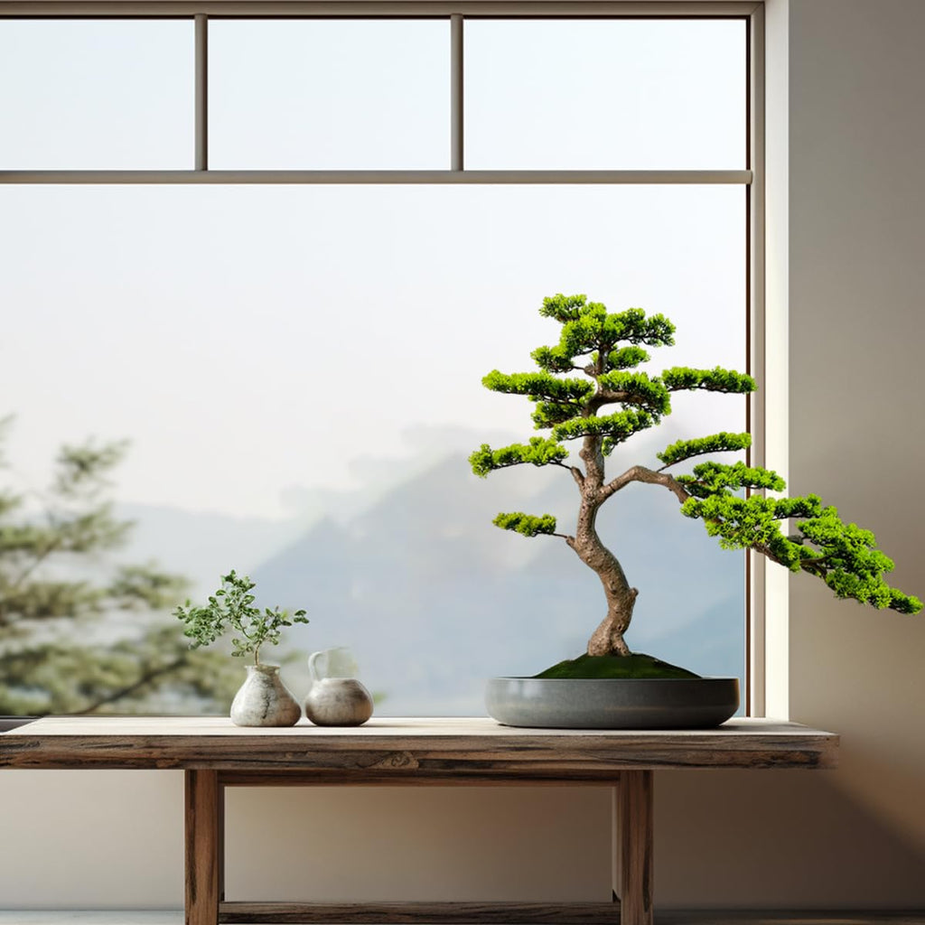 3ft Artificial Juniper Bonsai Tree with Black Plastic Pot