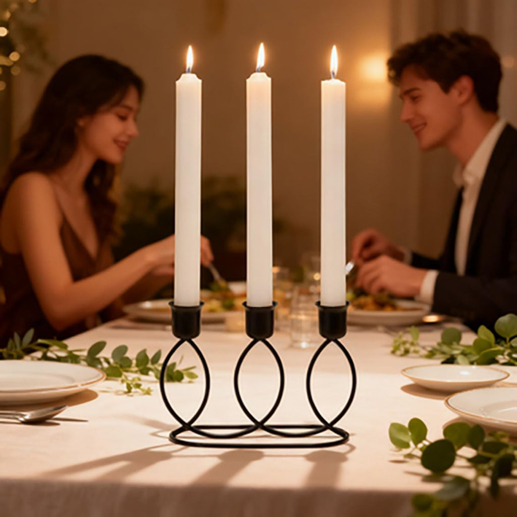 Black Candelabra Metal Candle Holders - 3 Arm Candlestick Holder for Theme Party Table Centerpiece Decoration Dining