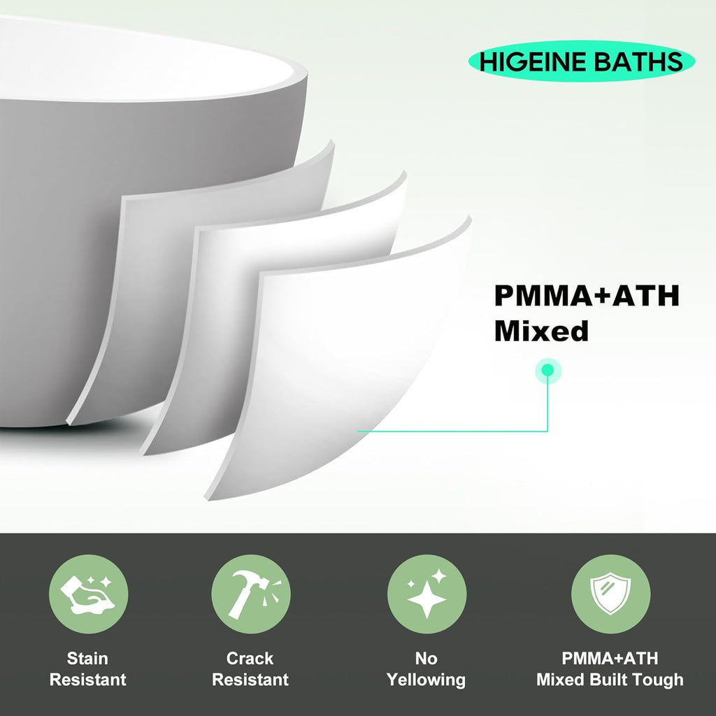 43" Premium Japanese Solid Surface Free Standing Bathtubs, Unique Small Matte White Stone Resin Soaking Tub with