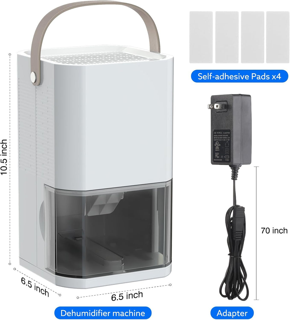 Dehumidifier Dual Core Compact Quiet for Home. Portable, Auto Shut OFF, 57OZ Water Tank. Delay