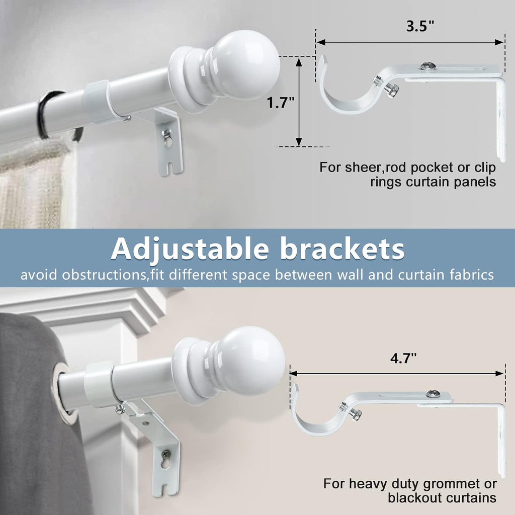Decorative Window Curtain Rods 28 to 62" - 1 Inch Heavy Duty Metal Curtain Rod Set,Adjustable Drapery Rods with