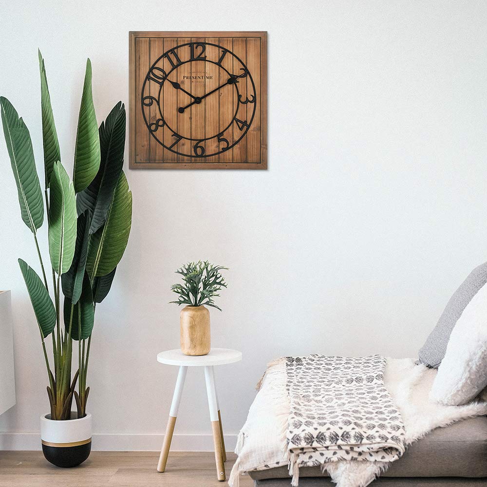 21" Farmhouse Square Shiplap Barn Door Wood Clock