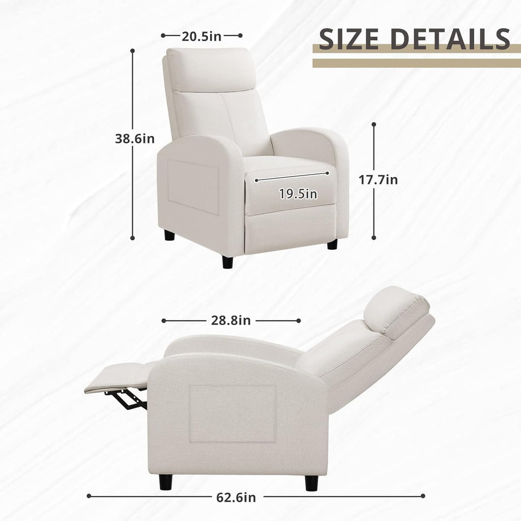 Recliner Chair Adjustable Home Theater Single Recliner Sofa Furniture with Thick Seat Cushion and Backrest Modern