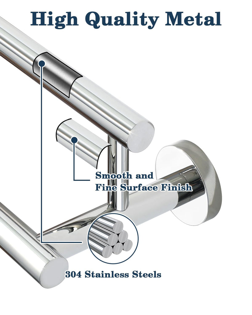 Double Towel Bar, 24" Towel Rack Wall Mounted, Chrome