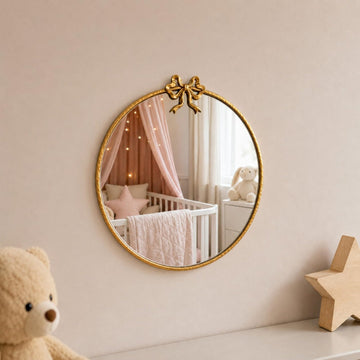16 Inch Gold Circle Mirror, Round Gold Mirror, Vintage Wall Mirror Decor