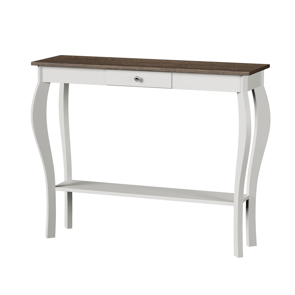 39" Narrow Farmhouse Entryway Table with Drawer, Soft White