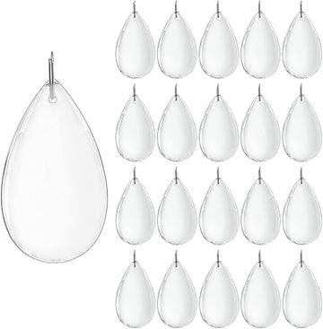 20 Pcs Teardrop Crystal Chandelier Pendants Clear Glass Lamp Decor - Clear Teardrop Crystal Chandelier Prisms