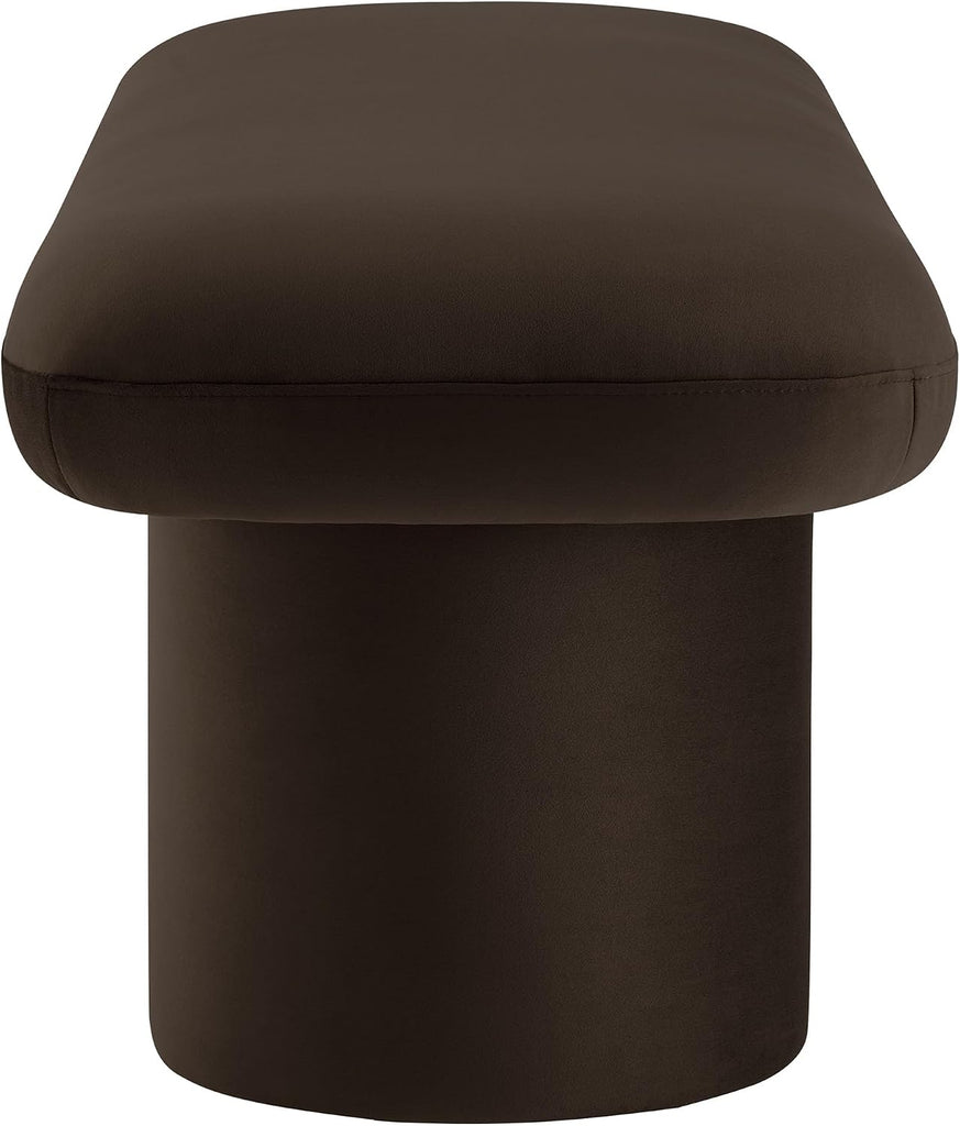 Orla Performance Velvet Upholstered Bench in Chocolate Brown