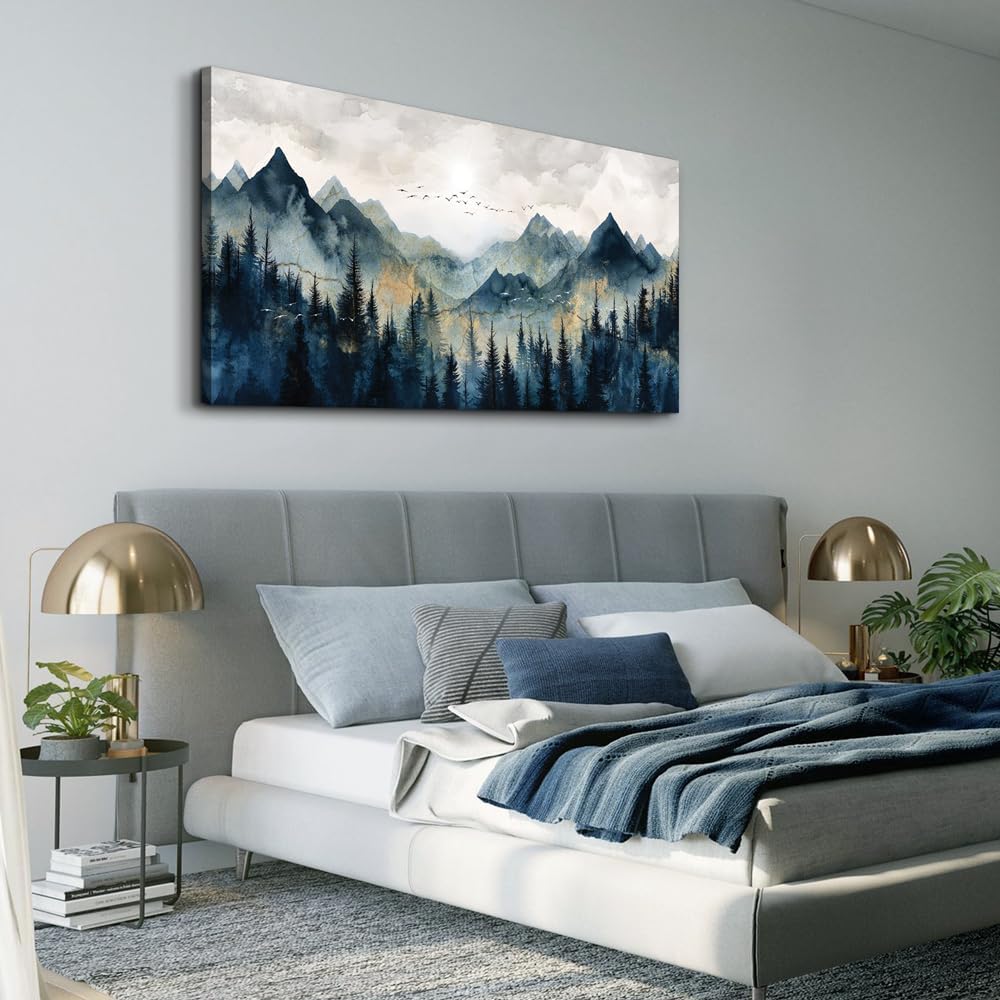 Canvas Wall Art Wall Decorations Modern Office Wall Decor Abstract Watercolour Painting Mountain Landscape Pictures