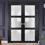 Lucia 2552 | Double Swing Interior French Doors with Glass with Frosted Glass, Solid Wood, Prehung, 