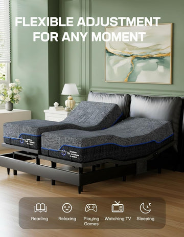 Split King Adjustable Bed Frame Electric Bed Bases with Remote