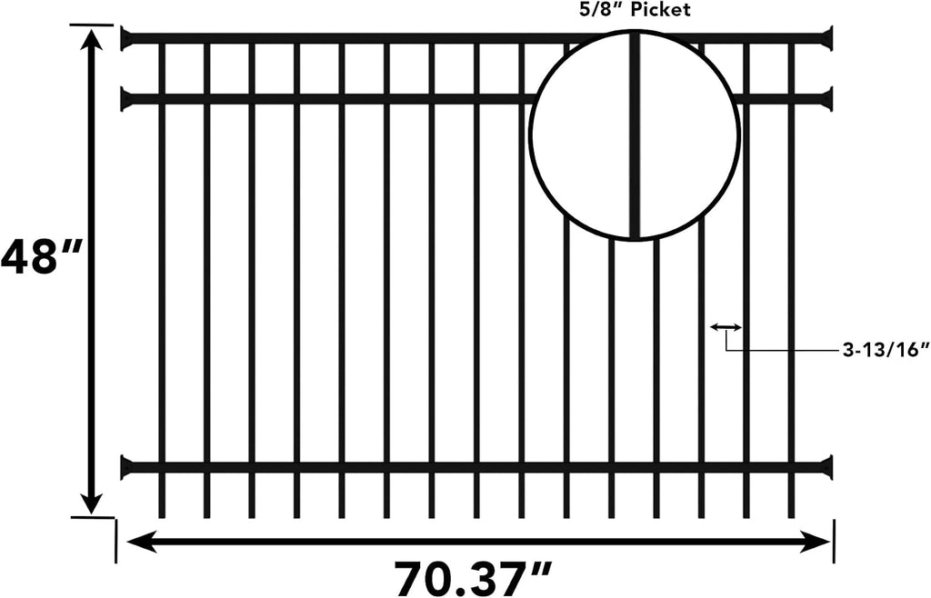 48 in. x 72 in. Aluminum Fence Kit, Textured Black
