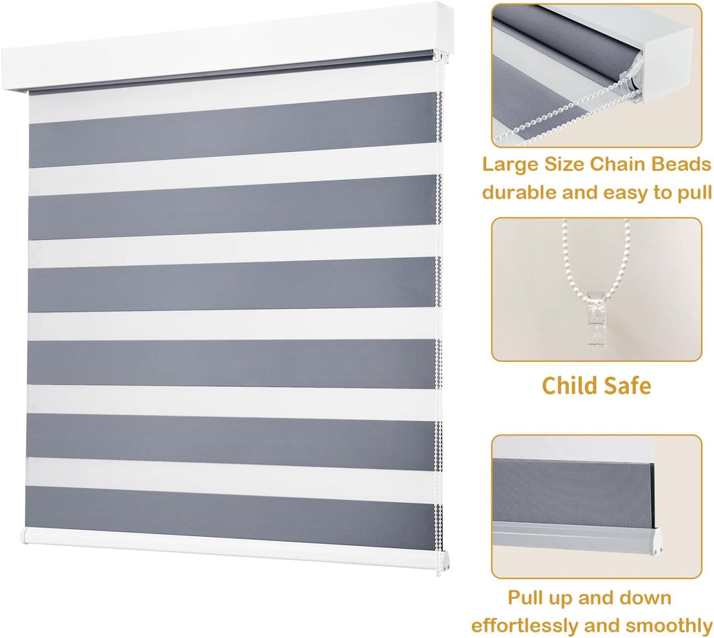 Zebra Roller Shades, Zebra Blinds for Window, Window Blinds, Light Control Light Filtering for Day and Night, 24''W X