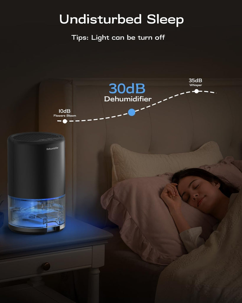 Dehumidifier, 35 oz Small Dehumidifiers for Home, Bathroom, Bedroom, Closet, Ultra-Quiet with Sleep Mode