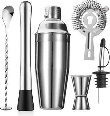 6-Piece Cocktail Shaker Set, Bartender Kit, Drink Shaker, Bar Set - Set of 6