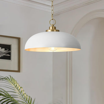 15.7" Pendant Light Fixtures, Farmhouse Pendant Lights Kitchen Island, White Hanging Ceiling Light for Kitchen Island