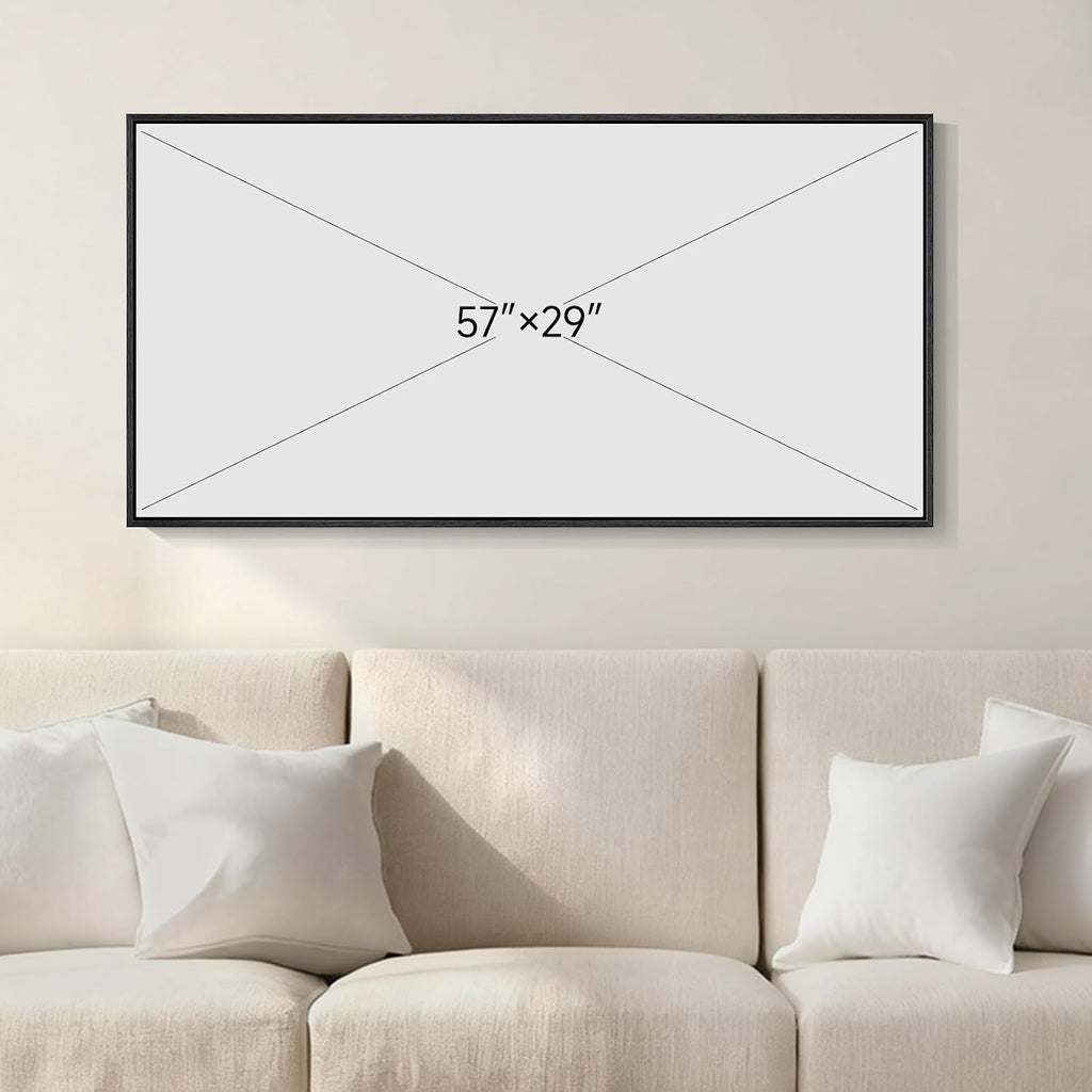 Framed Blue Abstract Wall Art , Extra Large Modern Cityscape Canvas Artwork for Walls, Horizontal Contemporary