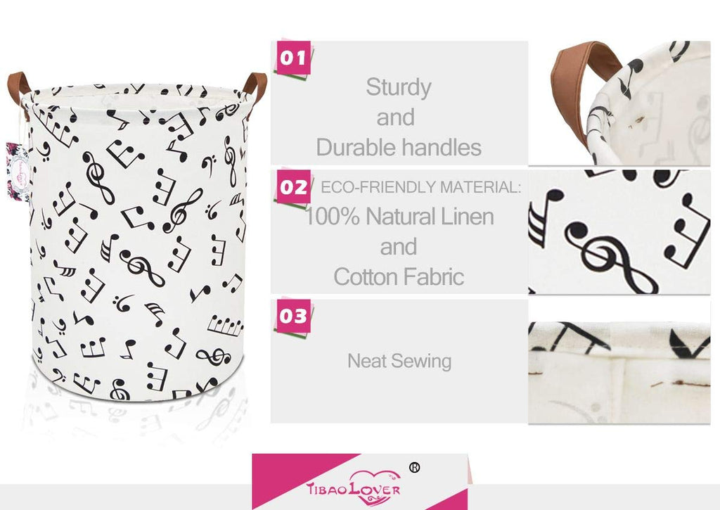 19.7" Large Sized Waterproof Foldable Canvas Laundry Hamper Bucket with Handles for Storage Bin, Kids Room, Home