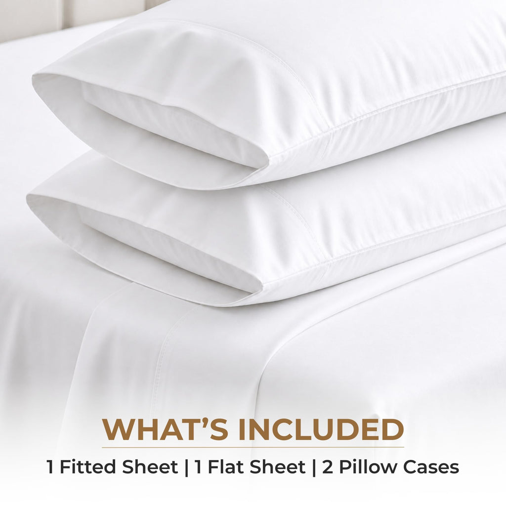 SGI Luxury 600 Thread Count Queen Sheets Set, White, 100% Egyptian Cotton