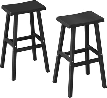 HDPE Weatherproof Bar Stools Set of 2-29 Inch Bar Height Stools with Curved Backrest, UV Resistant