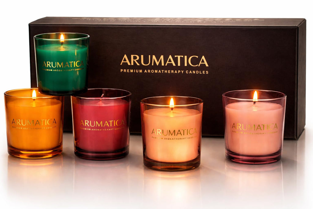 Premium Aromatherapy Candle Set | Stress Relief Soy Wax Candles with Relaxing Scents | Scented Candles Yoga