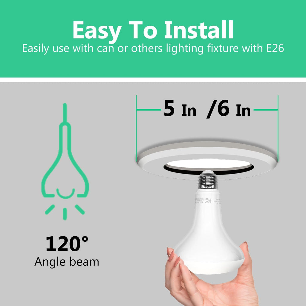 BR30 LED Light Bulbs Indoor Flood Light, 5000K Daylight White LED Bulb 65W Equivalent, Dimmable, E26 Base, 800LM (12Pack)