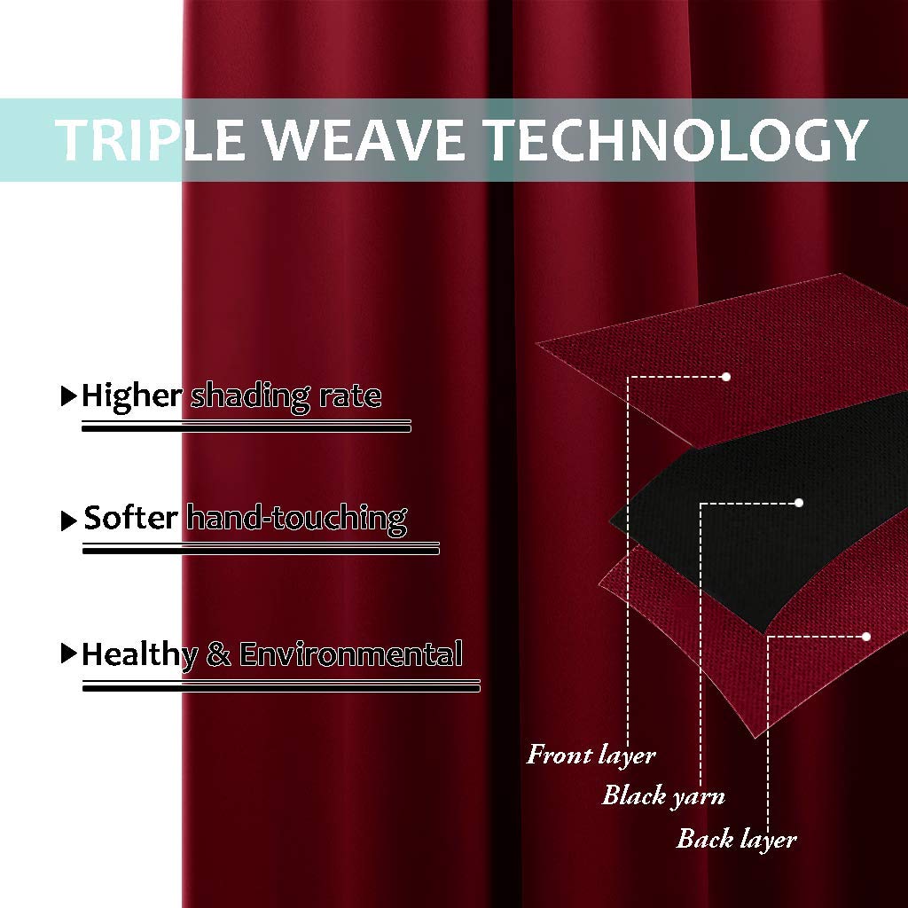Cold Blocking 100% Blackout Curtains, Durable and Soft Black Lined Blackout Drapes, Energy Saving Decoration Sliding