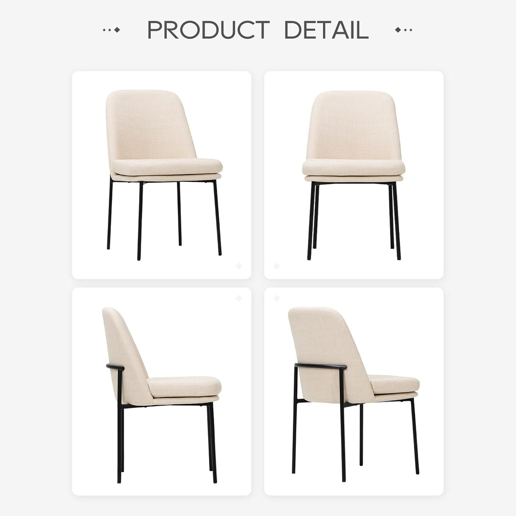 Modern Dining Chairs Set of 4, Upholstered Dining Room Chairs Dinner Chair Kitchen Chairs with Curved Back and Metal