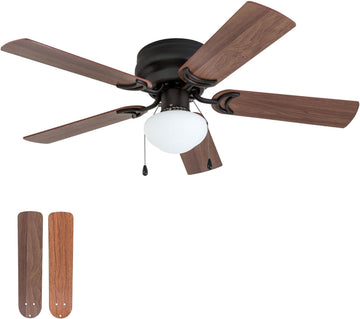 Alvina Traditional 42 Inch Ceiling Fan with Light, LED Flush Mount Ceiling Fan, Indoor Fan with 5 Blades