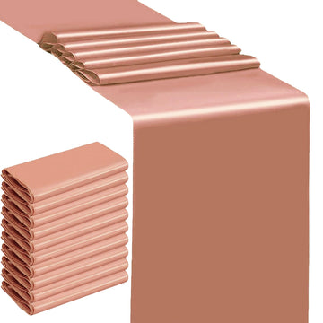 Satin Rose Gold Table Runners 10 Pack Wedding Table Runner 12 X 108 Inches