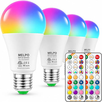 Led Light Bulb, 12W, 120 Watt Equivalent, 2700K/4500K/5700K 3CCT, 9 RGB Colors, Color Changing Light Bulb with Remote (4 Pack)