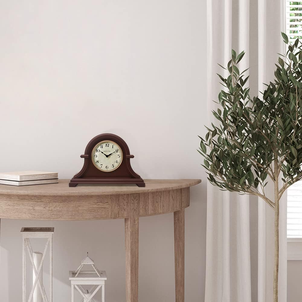 Presentime & Co. Mantel Clock Vintage Farmhouse Series, Napoleon Desk & Shelf Clock, 13 x 10 inch, Domed Lens