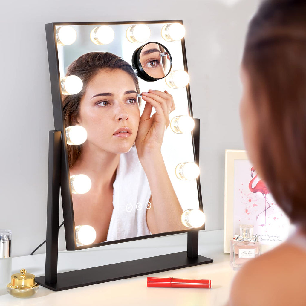 Vanity Mirror with Lights,Lighted Vanity Mirror with 12 Dimmable Bulbs for Dressing Room & Bedroom,3 Color