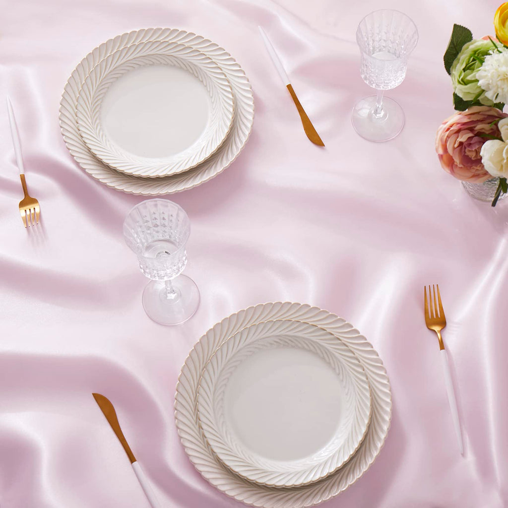 2 Pack Light Pink Satin Tablecloth 60 x 120 Inches Rectangle