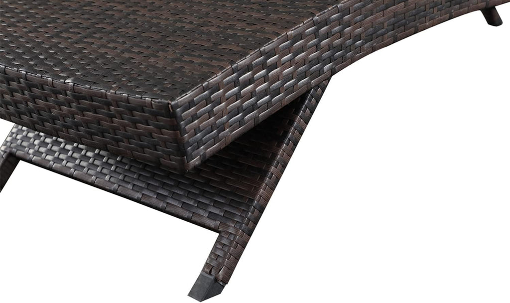 79'' Long Reclining Chaise Lounge Set (Set of 2), Outdoor Wicker Reclining Lounge Chair Patio Rattan Double Chaise