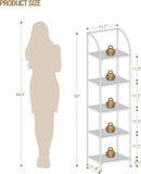 Bookcase Bookshelf, Tempered Glass Arched Bookshelf for More Storage, Slim Shelving Unit, Steel Frame