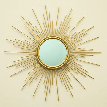 24'' Gold Sunburst Wall Mirror Boho Home Decor Mordern Round Hanging Wall Art /Bedroom/Bathroom/Entryway